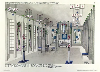 Projet pour une salle de musique avec panneaux de Margaret Macdonald Mackintosh (1865-1933), 1901